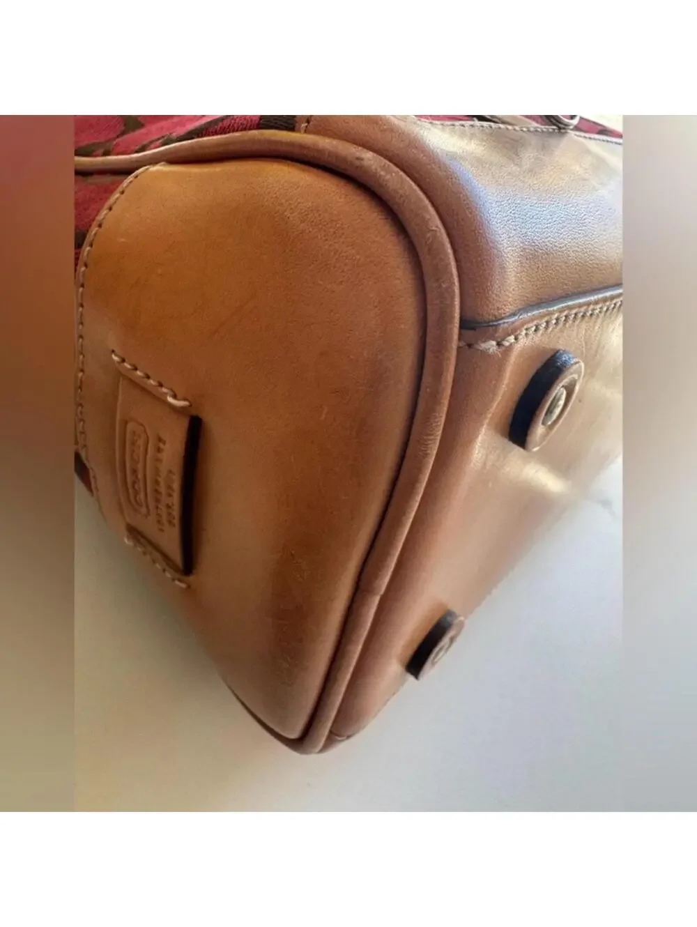 Vintage Coach Red and Tan Satchel purse - Picture 6 of 8